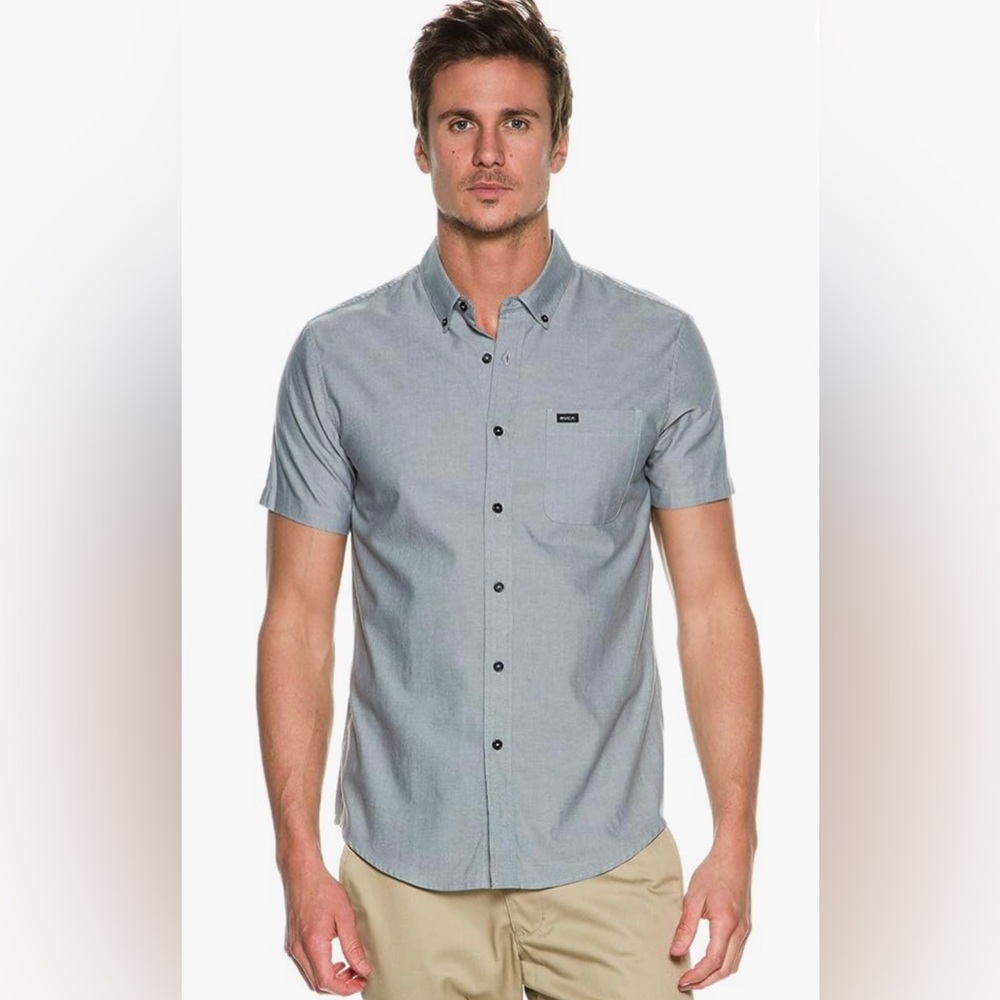 RVCA Slim fit Short Sleeve Button Up | M | Grey